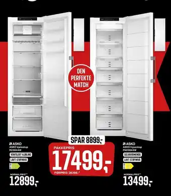 Skousen Asko kjøleskap r23844w + asko fryseskap fn23844w. tilbud