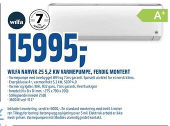 Coop Obs Wilfa Narvik 25 5.2 Kw Varmepumpe , Ferdig Montert tilbud