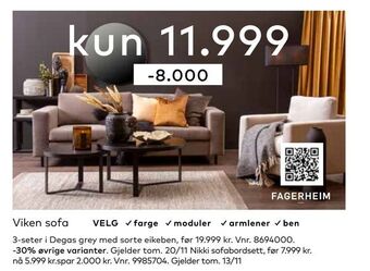 Skeidar Viken sofa tilbud
