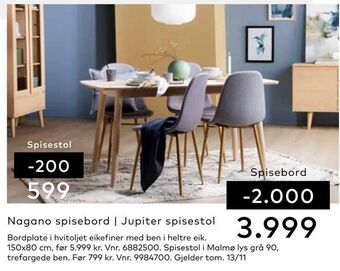 Skeidar Jupiter spisestol tilbud