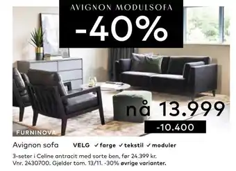 Skeidar Avignon sofa tilbud