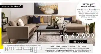 Skeidar Noor soft modulsofa tilbud