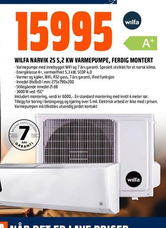 Obs Bygg Wilfa Narvik 25 5.2 Kw Varmepumpe , Ferdig Montert tilbud