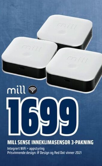 Obs Bygg Mill Sense Inneklimasensor 3-Pakning tilbud