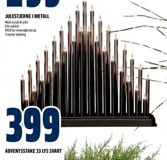 Obs Bygg Adventsstake 33 Lys Svart tilbud