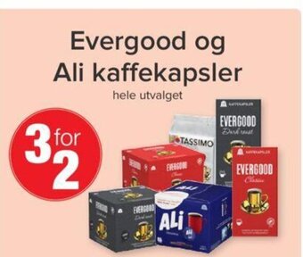 Spar Evergood og Ali Kaffekapsler tilbud