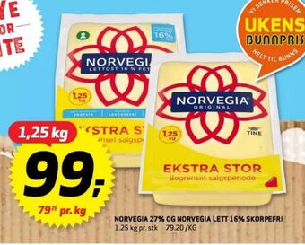 Bunnpris Norvegia skæreost tilbud