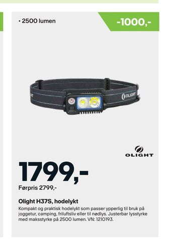XXL Sport Olight h37s, hodelykt tilbud