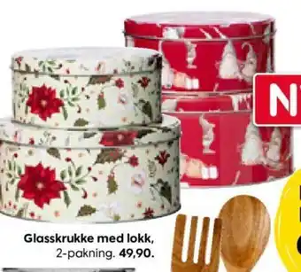 Rusta Glasskrukke med lokk 2 pakning tilbud
