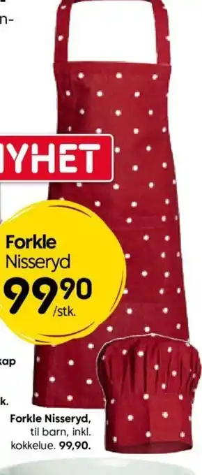 Rusta Forkle Nisseryd til barn inkl,. kokkelue tilbud