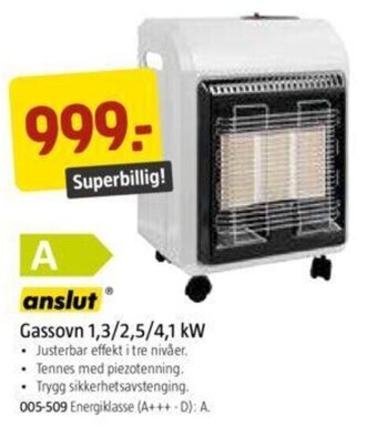 Jula Gassovn 1,3/2,5/4,1 kW tilbud
