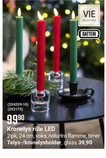 Europris Kronelys Rille LED tilbud