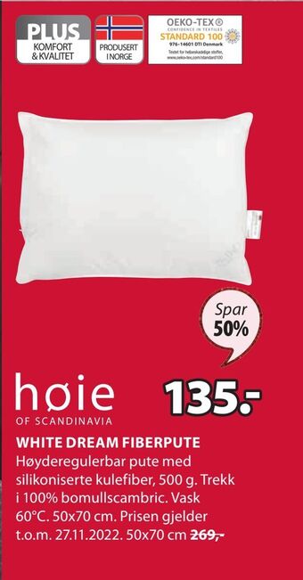 JYSK White dream fiberpute tilbud