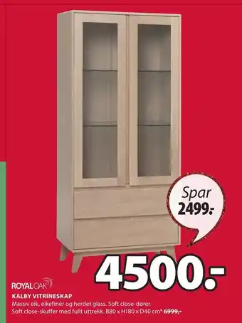 JYSK Kalby vitrineskap tilbud