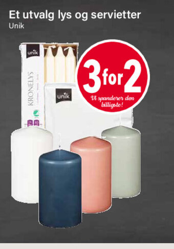 Nærbutikken Et Utvalg Lys og Servietter tilbud
