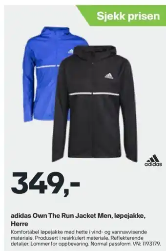 XXL Sport Adidas Own The Run Jacket Men, Løpejakke, Herre tilbud