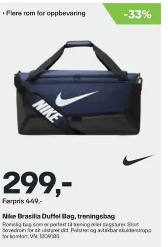XXL Sport Nike Brasilia Duffel Bag, Treningsbag tilbud