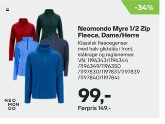 XXL Sport Neomondo Myre 1/2 Zip Fleece, Dame/Herre tilbud