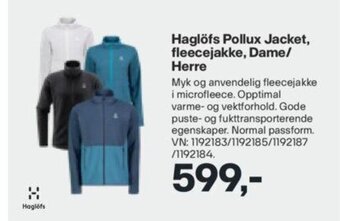 XXL Sport Haglöfs Pollux Jacket, Fleecejakke, Dame/Herre tilbud