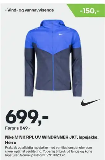 XXL Sport Nike M NK RPL UV WINDRNNER JKT, Løpejakke, Herre tilbud