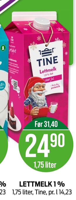 Kiwi Lettmelk 1 % tilbud