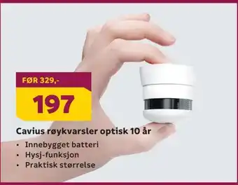 Megaflis Cavius røykvarsler optisk 10 år tilbud