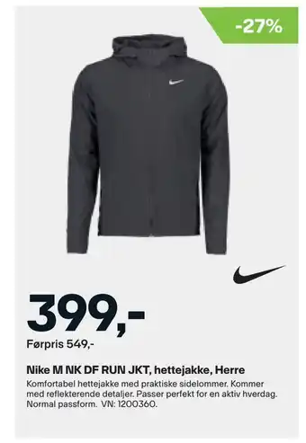 XXL Sport Nike m nk df run jkt, hettejakke, herre tilbud