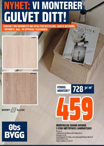 Coop Obs BerryAlloc Grand Avenue 1-Stav Høytrykks Laminatgulv tilbud
