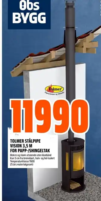 Coop Obs Tolmer Stålpipe Vision 3.5 M For Papp-/ Shingeltak tilbud