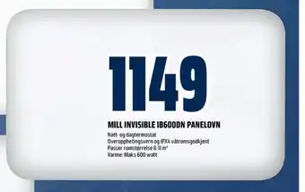 Coop Obs Mill Invisble IB600DN Panelovn tilbud
