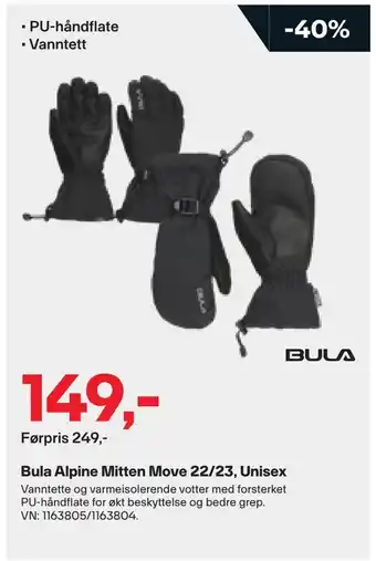 XXL Sport Bula alpine mitten move 22/23, unisex tilbud