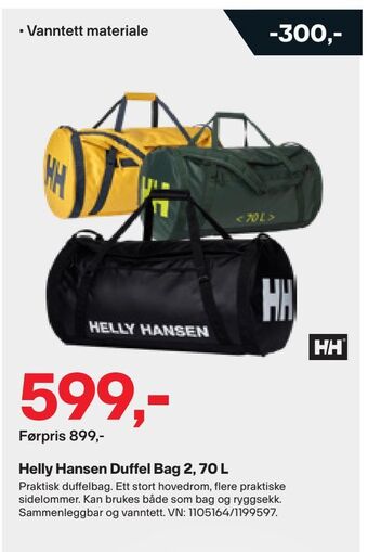 XXL Sport Helly hansen duffel bag 2,70 l tilbud