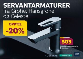 Megaflis Celeste stoke servantbatteri, krom/matt sort tilbud