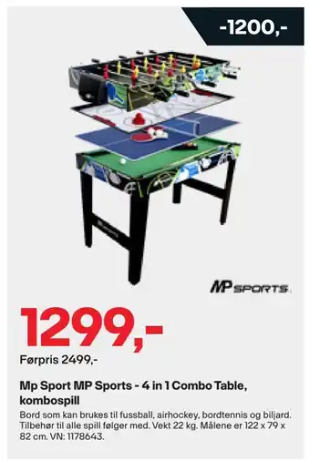 XXL Sport Mp sport mp sports - 4 in 1 combo table, kombospill tilbud