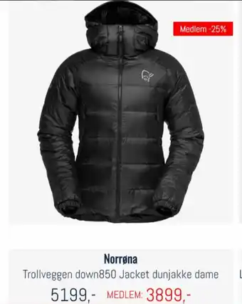 Oslo Sportslager Norrøna Trollveggen down850 Jacket dunjakke dame tilbud