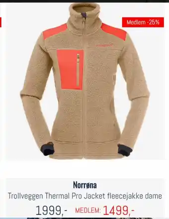 Oslo Sportslager Norrøna Trollveggen Thermal Pro jacket fleecejakke dame tilbud