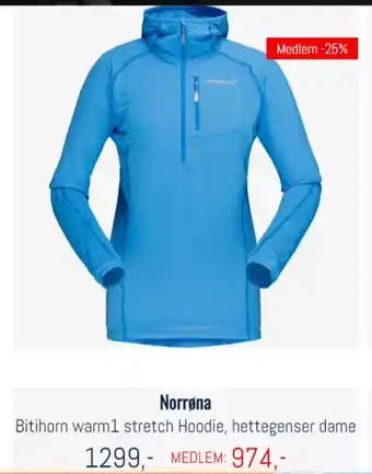 Oslo Sportslager Norrøna Bitihorn warm1 stretch Hoodie, Hettegenser dame tilbud