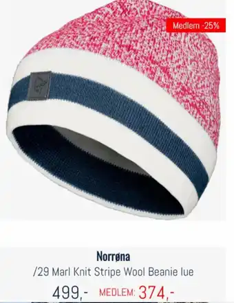 Oslo Sportslager Norrøna /29 Marl Knit Stripe Wool Beanie Lue tilbud