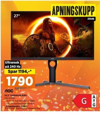 POWER 24.5 " Gamingskjerm tilbud