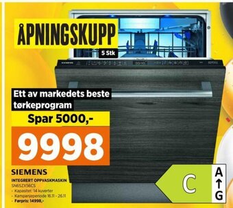 POWER Siemens Integrert Oppvaskmaskin tilbud