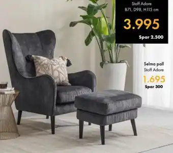 Fagmøbler Selma pall Stoff Adore tilbud