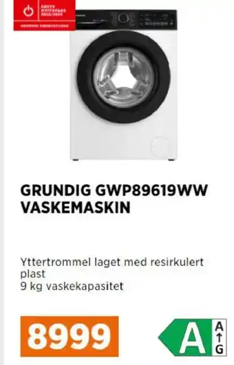 POWER Grundig GWP89619WW Vaskemaskin tilbud