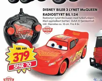 Extra Leker Disney biler 3 lynet mcqueen radiostyrt bil 1,24 tilbud