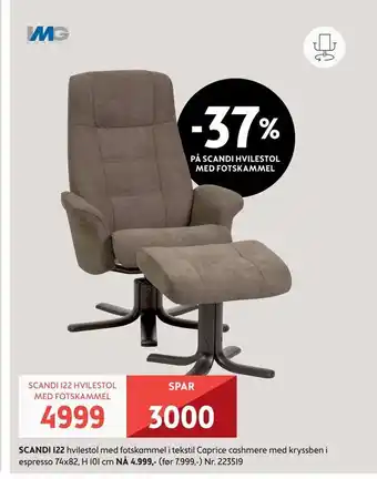Bohus Scandi 122 hvilestol med fotskammel tilbud