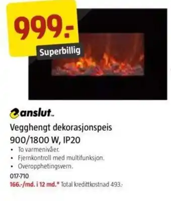 Jula Vegghengt Dekorasjonspeis 900/1800W. IP20 tilbud