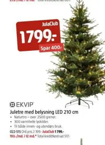 Jula Juletre Med Belysning LED 210cm tilbud