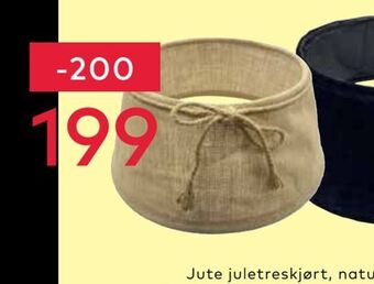 Skeidar Jute juletreskjørt, natur strie tilbud
