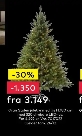 Skeidar Gran stølen juletre med lys tilbud