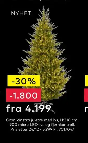 Skeidar Gran vinstra juletre med lys tilbud