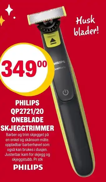 Coop Extra Philips QP2721/20 Oneblade Skjeggtrimmer tilbud